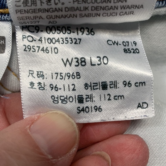 Levi's 505 Mens Straight Fit Blue Jeans Size 38x30 - Picture 10 of 11